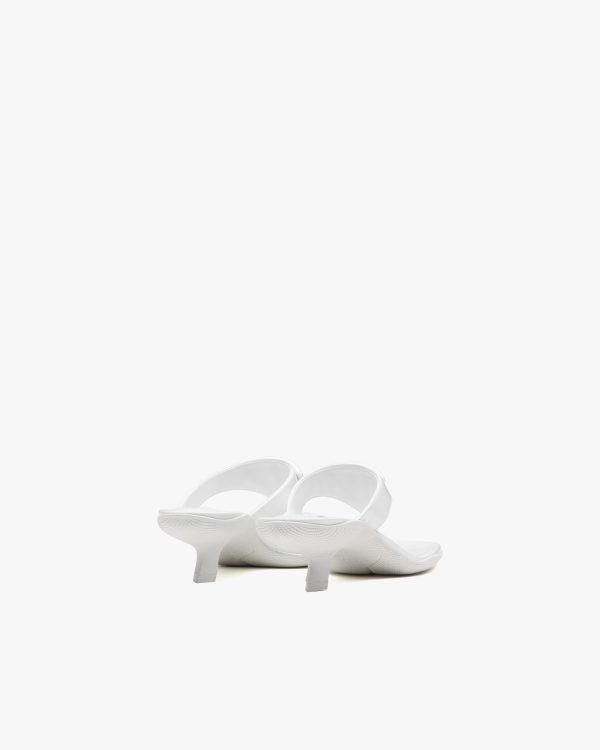 White Brushed leather high-heeled thong sandals - Image 3