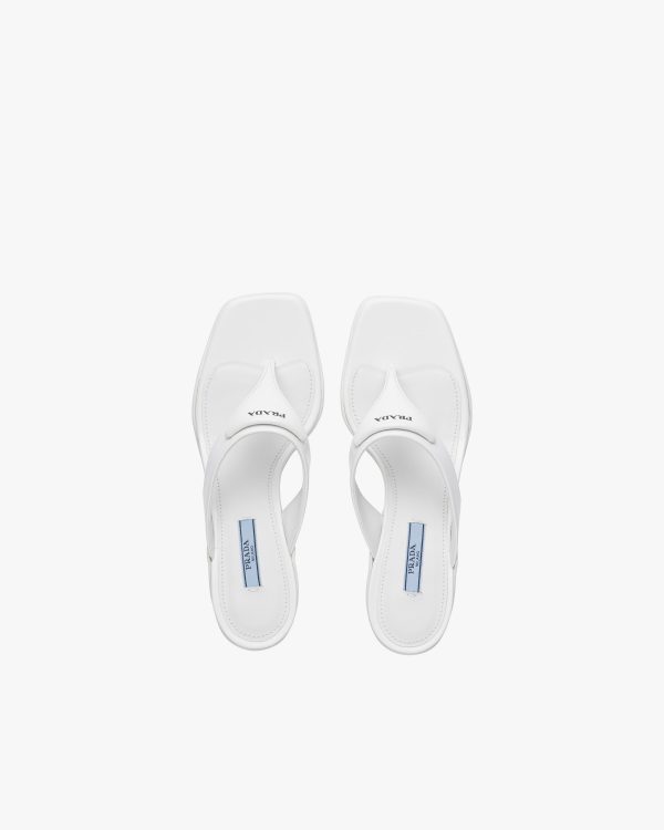 White Brushed leather high-heeled thong sandals - Image 4