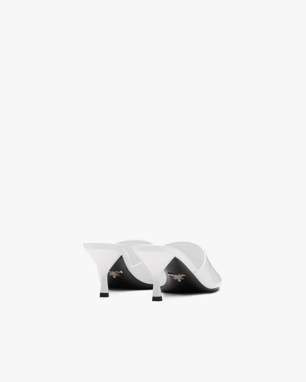 White Brushed leather mid-heeled slides - Image 3