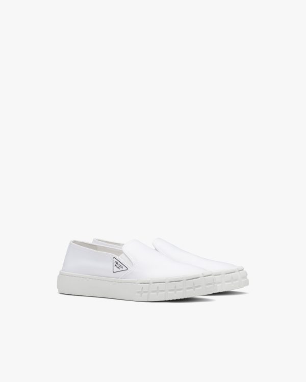 White Cotton gabardine Wheel slip-ons
