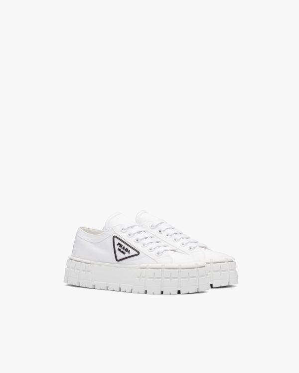White Double Wheel nylon gabardine sneakers