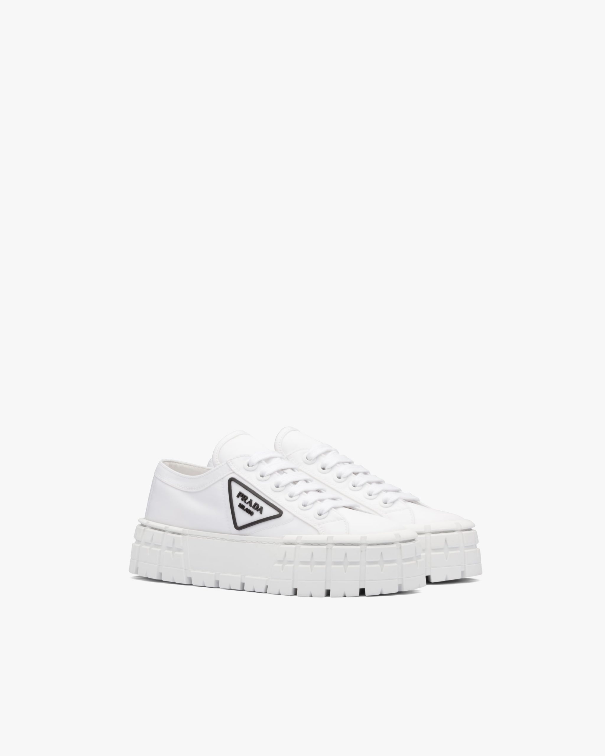 White Double Wheel nylon gabardine sneakers - Fake Prada Store