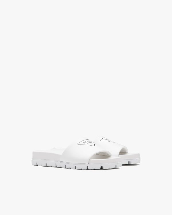 White Leather slides