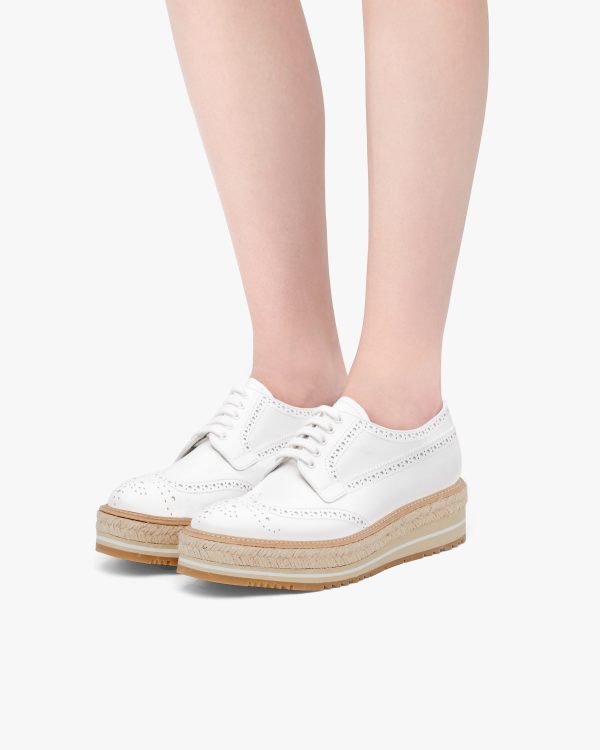 White Microsole brushed leather shoes - Image 5