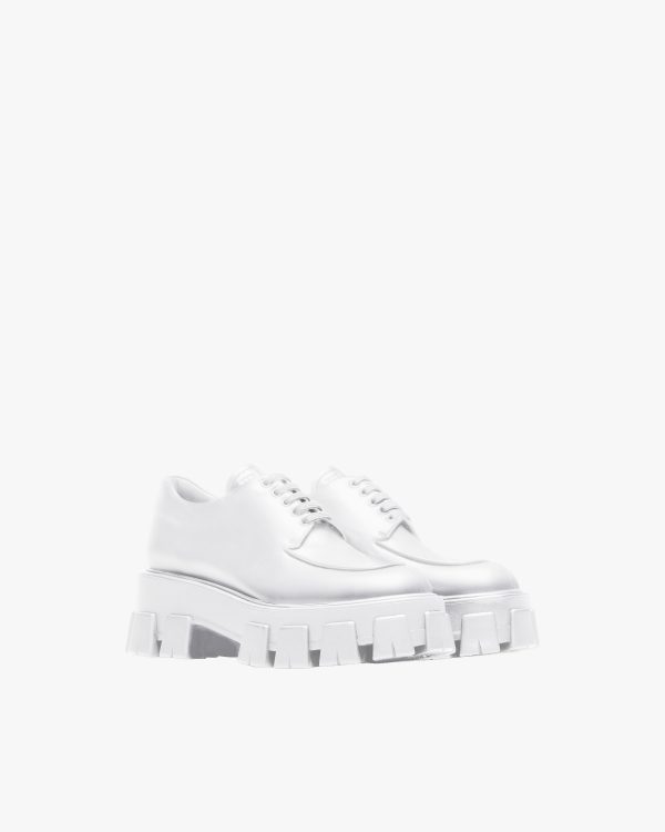 White Monolith brushed leather lace-up shoes