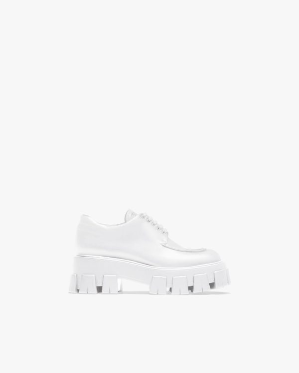 White Monolith brushed leather lace-up shoes - Image 2