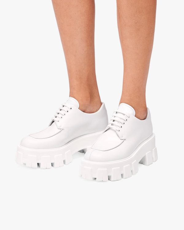 White Monolith brushed leather lace-up shoes - Image 5