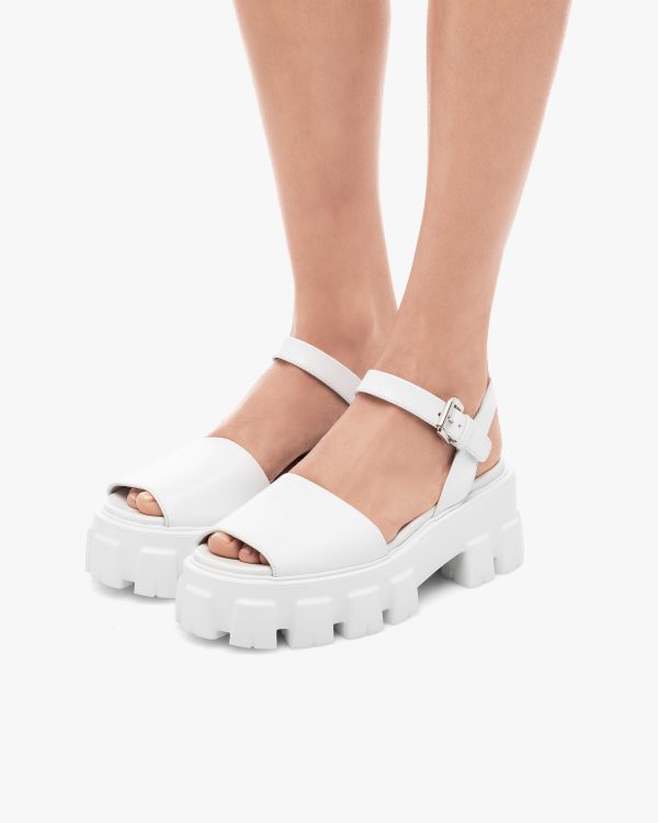 White Monolith brushed leather sandals - Image 5