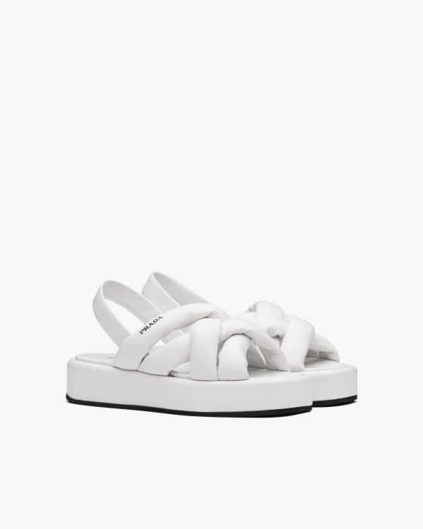 White Nappa leather flatform sandals