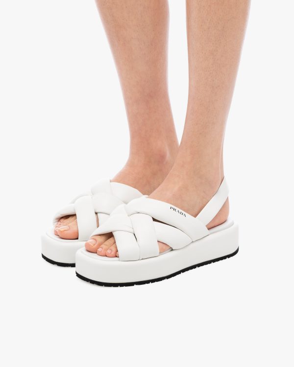 White Nappa leather flatform sandals - Image 5