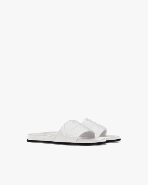 White Nappa leather slides