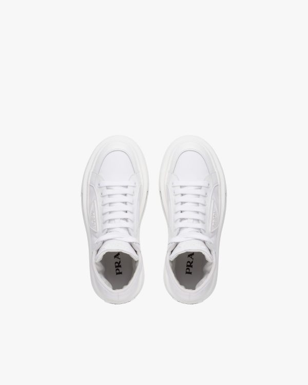 White Prada Macro Re-Nylon and brushed leather high-top sneakers - Image 4
