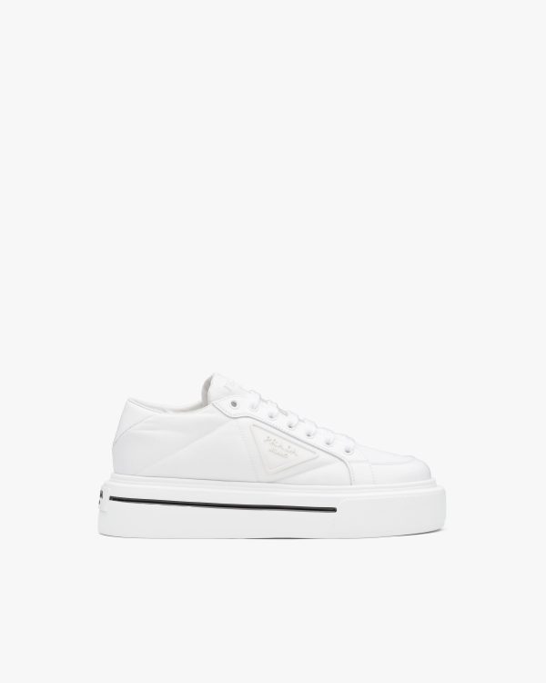 White Prada Macro Re-Nylon and brushed leather sneakers - Image 2