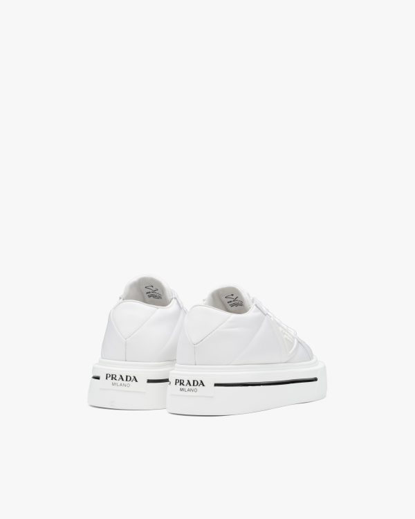 White Prada Macro Re-Nylon and brushed leather sneakers - Image 3