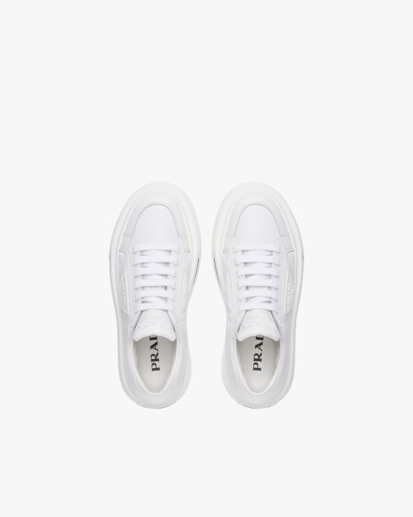 White Prada Macro Re-Nylon and brushed leather sneakers - Image 4