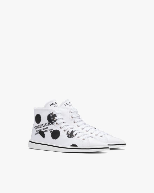 White Printed cotton gabardine sneakers