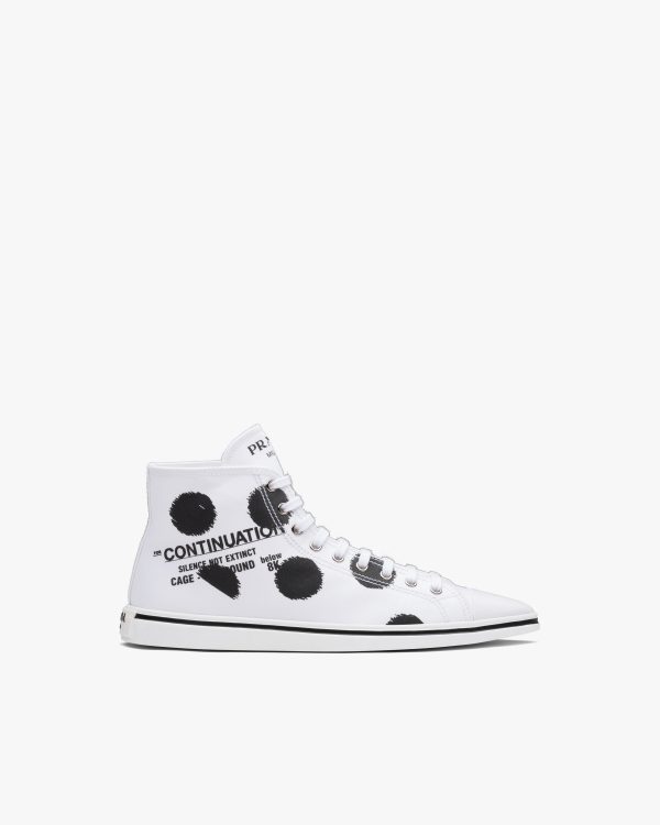 White Printed cotton gabardine sneakers - Image 2