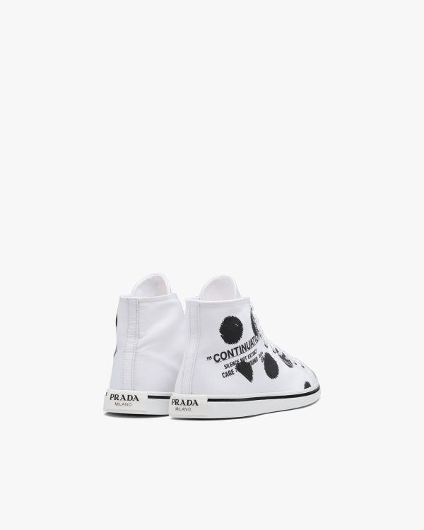 White Printed cotton gabardine sneakers - Image 3