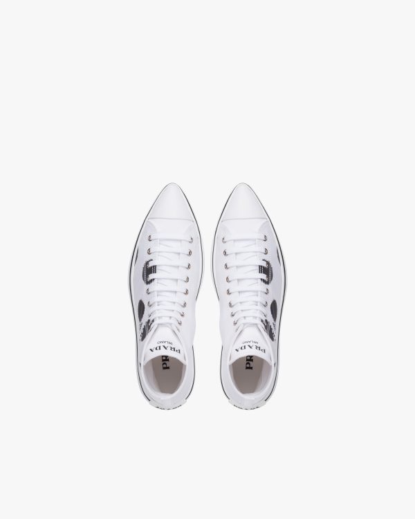 White Printed cotton gabardine sneakers - Image 4