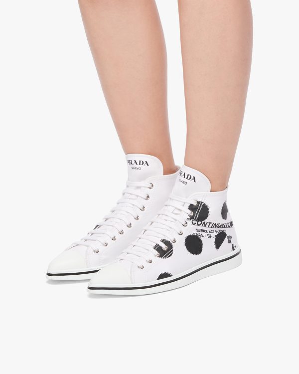 White Printed cotton gabardine sneakers - Image 5