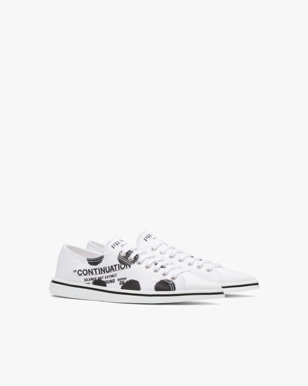 White Printed cotton gabardine sneakers