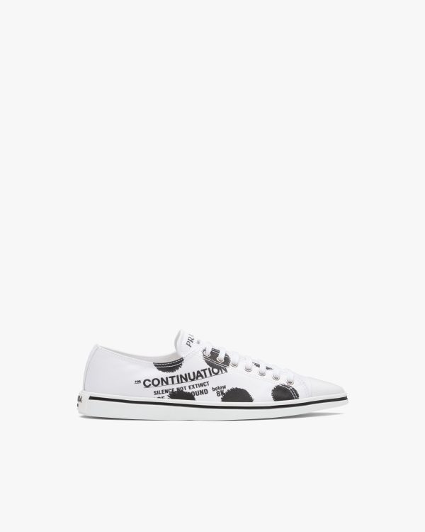 White Printed cotton gabardine sneakers - Image 2