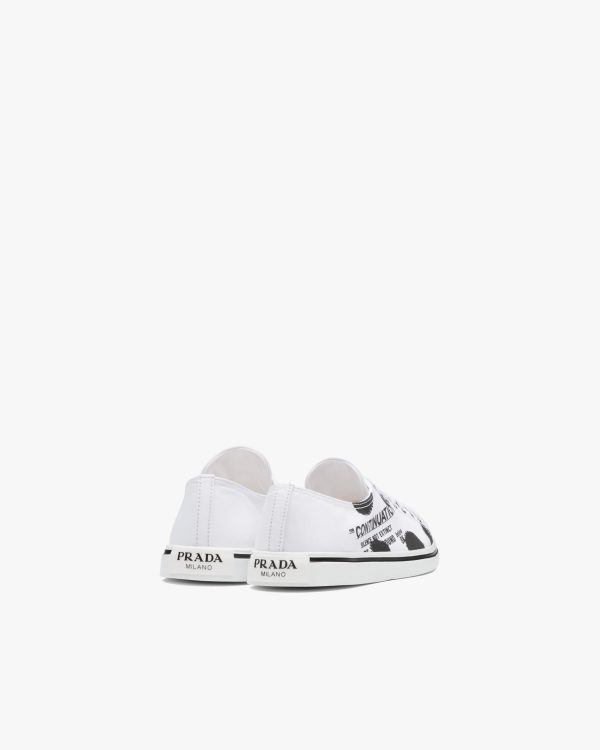 White Printed cotton gabardine sneakers - Image 3