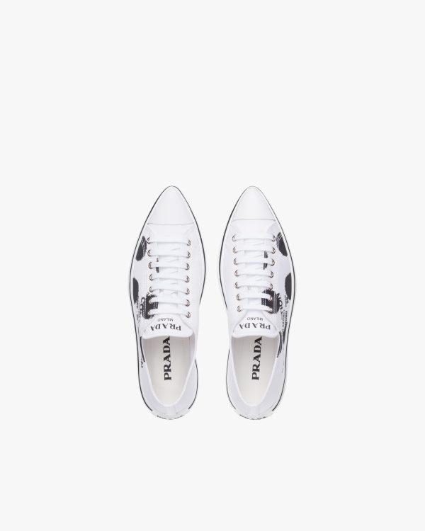 White Printed cotton gabardine sneakers - Image 4