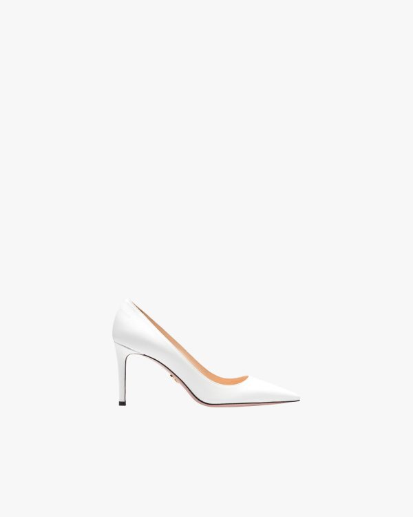 White Saffiano textured patent leather pumps - Image 2