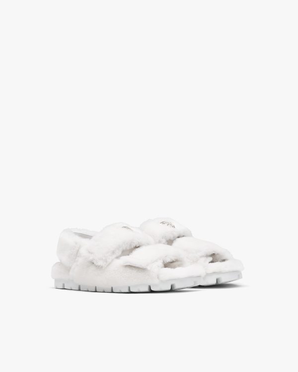 White Shearling sandals
