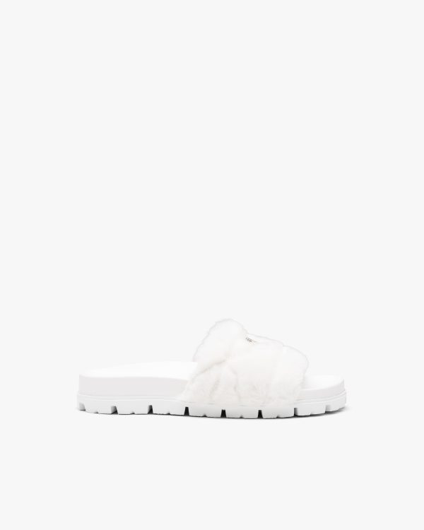 White Shearling slides - Image 2
