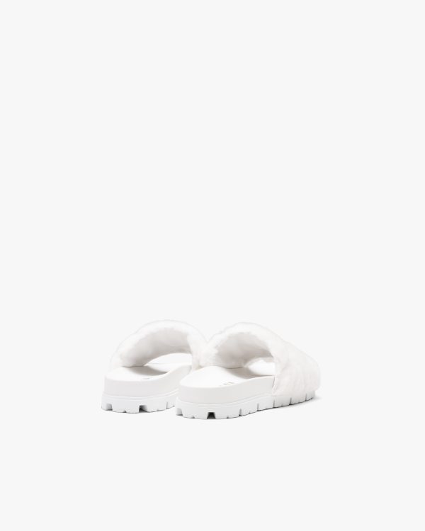 White Shearling slides - Image 3