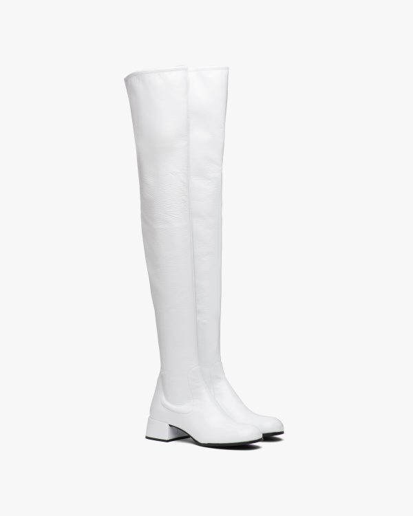 White Technical patent leather boots