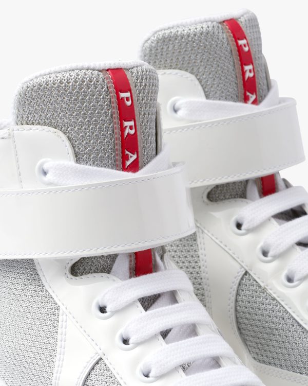 White/silver Prada Americas Cup high-top sneakers - Image 5