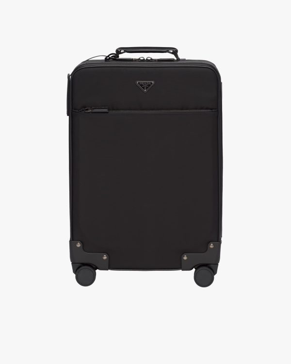 Black Nylon and Saffiano Leather Trolley