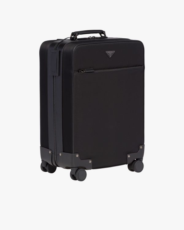 Black Nylon and Saffiano Leather Trolley - Image 3