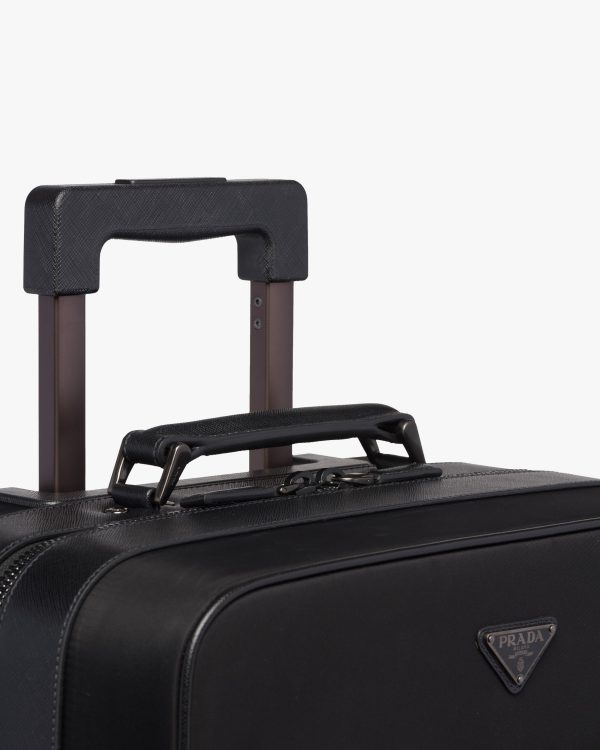 Black Nylon and Saffiano Leather Trolley - Image 6