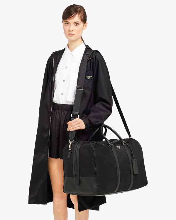 Black Re-Nylon and Saffiano leather duffle bag - Image 2