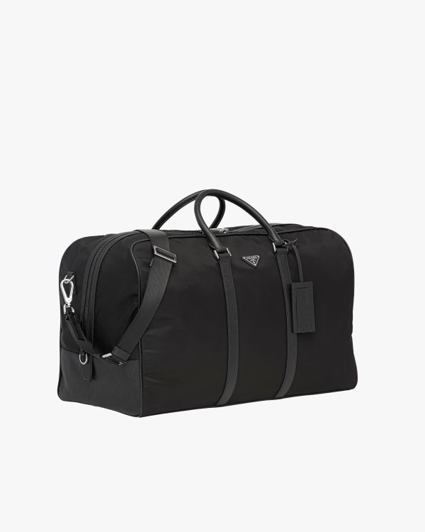 Black Re-Nylon and Saffiano leather duffle bag - Image 3