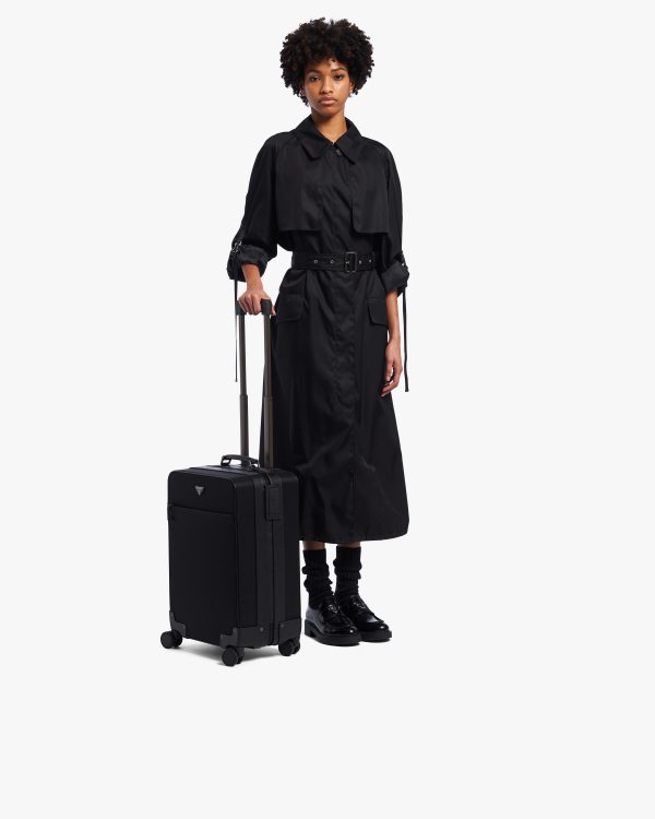 Black Re-Nylon and Saffiano leather trolley - Image 2