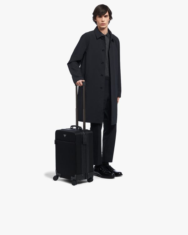 Black Re-Nylon and Saffiano leather trolley - Image 7