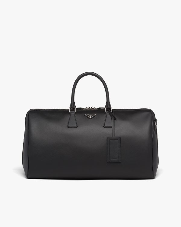 Black Saffiano Leather Travel Bag