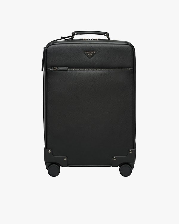 Black Saffiano Leather Trolley