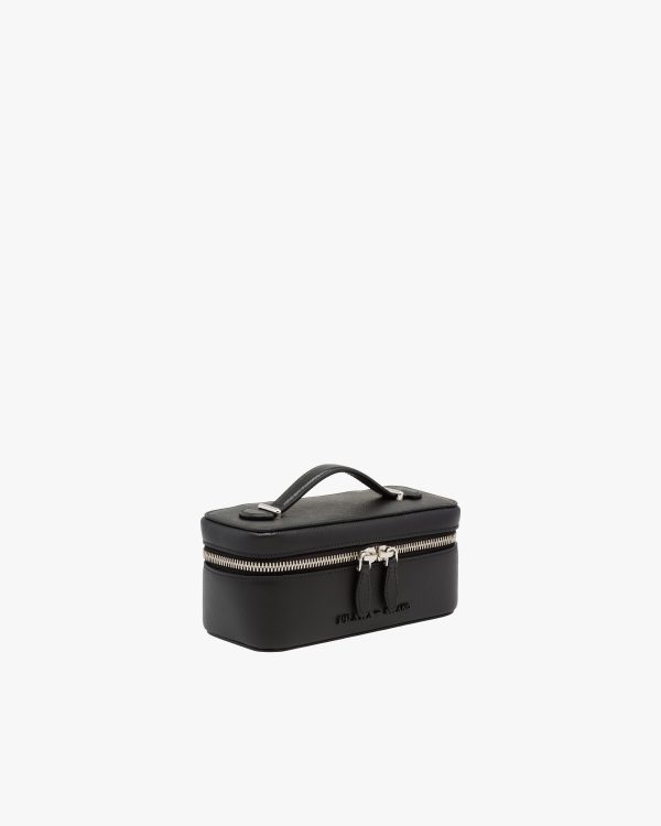 Black/astral Blue Small Saffiano leather pouch - Image 4