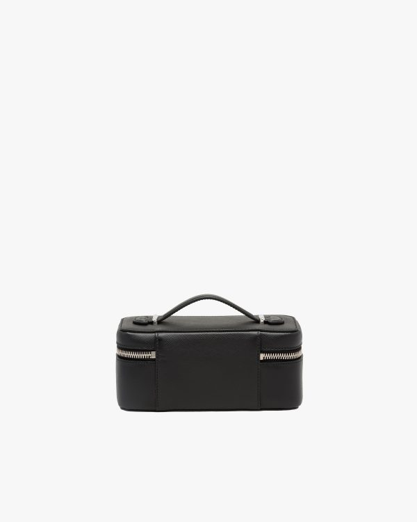Black/astral Blue Small Saffiano leather pouch - Image 5