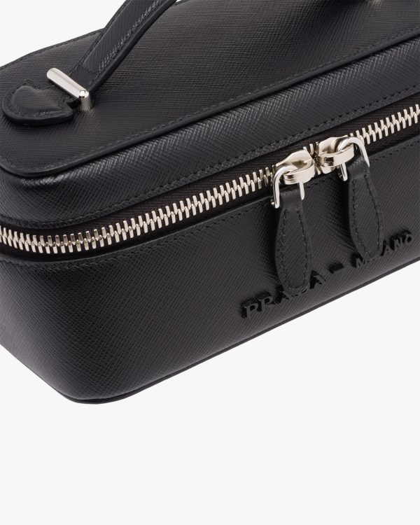 Black/astral Blue Small Saffiano leather pouch - Image 6