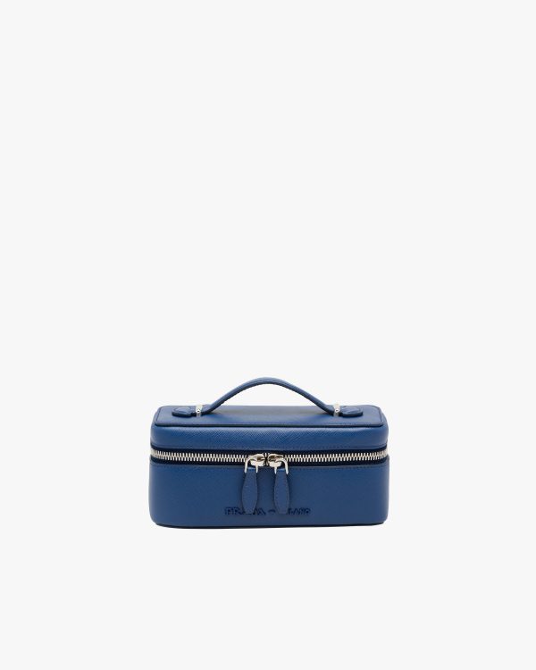 Bright Blue/astral Blue Small Saffiano leather pouch