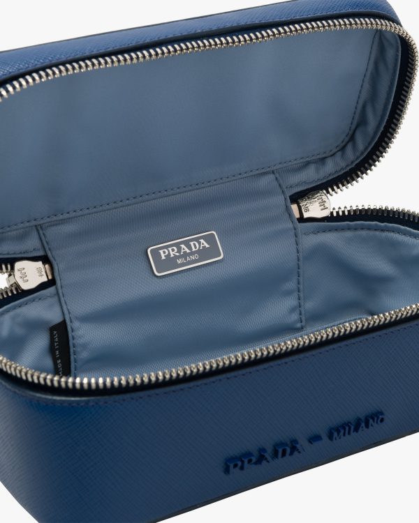 Bright Blue/astral Blue Small Saffiano leather pouch - Image 2