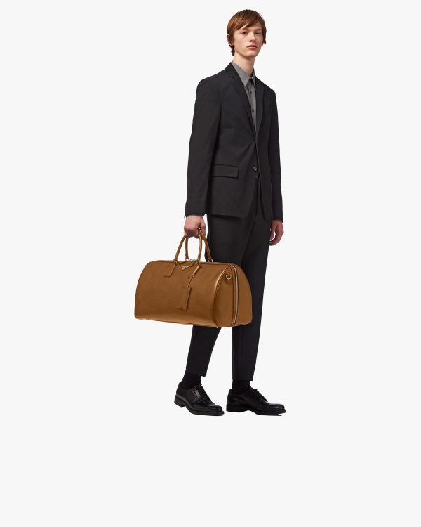 Cinnamon Saffiano Leather Travel Bag - Image 7