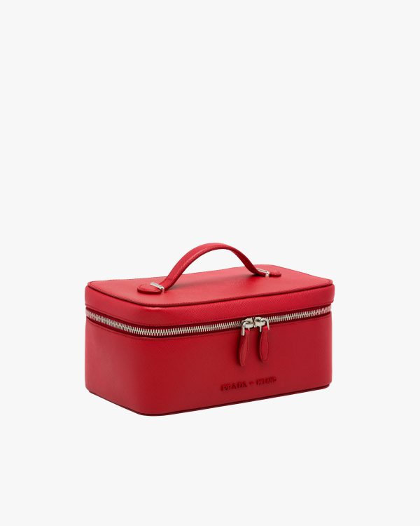 Fiery Red/astral Blue Medium Saffiano leather pouch - Image 4